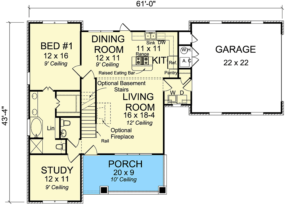 Plan 42276WM: Traditional Home Plan with Optional Game Room - Floor Plan - Main Level - Traditional
