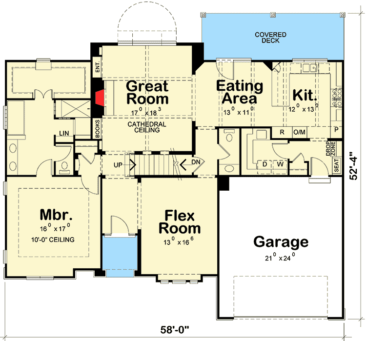 Plan 42296DB: 4 Bedroom Craftsman With Cathedral Ceiling - Floor Plan - Main Level - Craftsman, Northwest