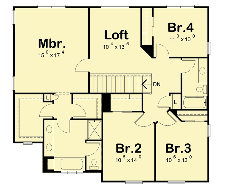 Plan 42300DB: 4-Bed House Plan Designed For Convenience - Floor Plan - 2nd Floor - Craftsman, Northwest