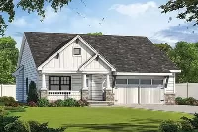 3-Bed Craftsman Home Plan with Many Options - 1356 Sq Ft