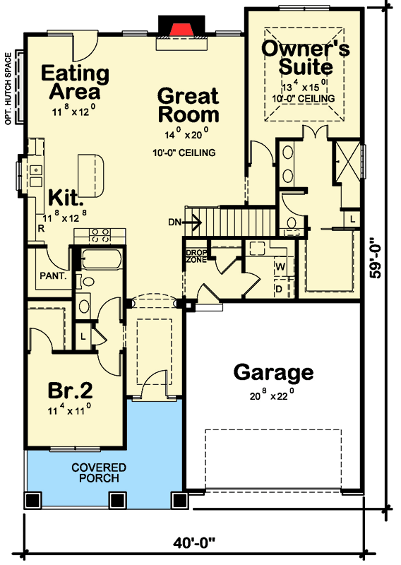 Plan 42340DB: 2 Bed Getaway with Options - 1596 Sq Ft - Floor Plan - Main Level - Craftsman, Northwest