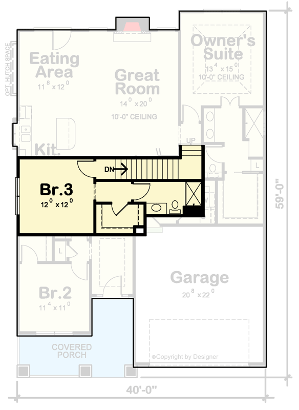 Plan 42341DB: 3-Bed Craftsman House Plan with Options - 1898 Sq Ft - Floor Plan - 2nd Floor - Bungalow, Cottage, Country, Craftsman, Northwest, Traditional