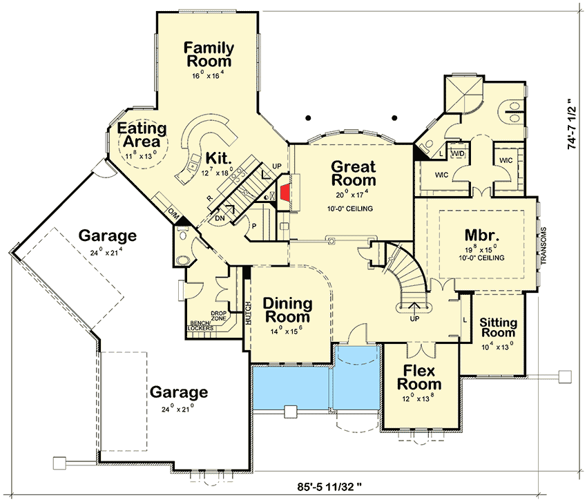 Plan 42365DB: Stone Manor House - Floor Plan - Main Level - European