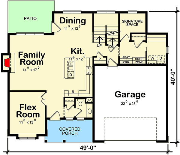 Plan 42373DB: 3 Bed Traditional House Plan with Flex Room - Floor Plan - Main Level - Traditional