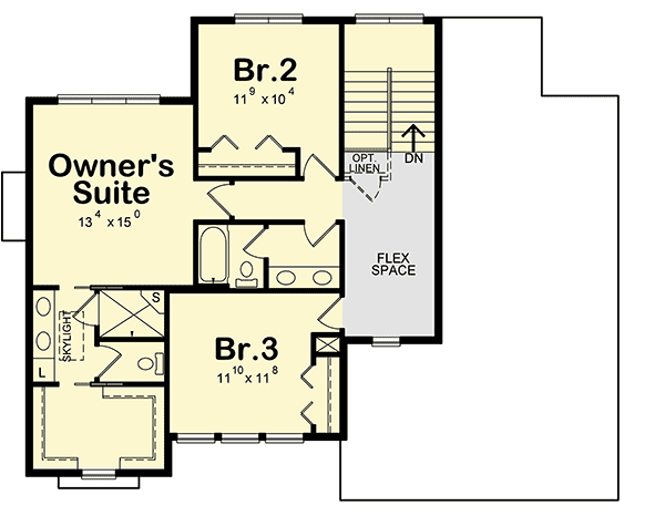 Plan 42373DB: 3 Bed Traditional House Plan with Flex Room - Floor Plan - 2nd Floor - Traditional