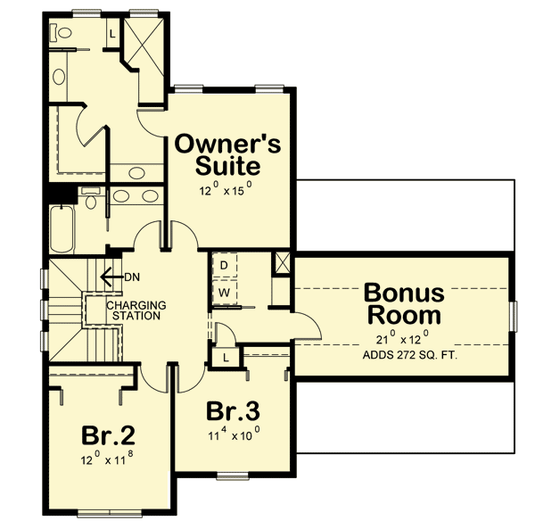 Plan 42376DB: 3 Bed Craftsman House Plan with Upstairs Laundry - Floor Plan - 2nd Floor - Craftsman, Northwest