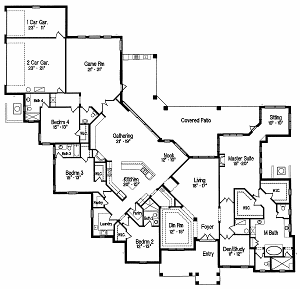 Plan 4255MJ: French Country Pizzazz - Floor Plan - Main Level - European, Traditional