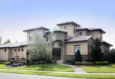 Deluxe Mediterranean Home Plan with 3-Car Garage