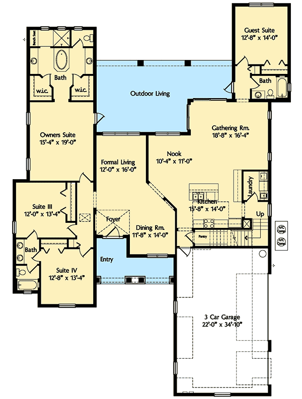 Plan 42816MJ: Guest or In-Law Suite - Floor Plan - Main Level - European, Mediterranean, Spanish