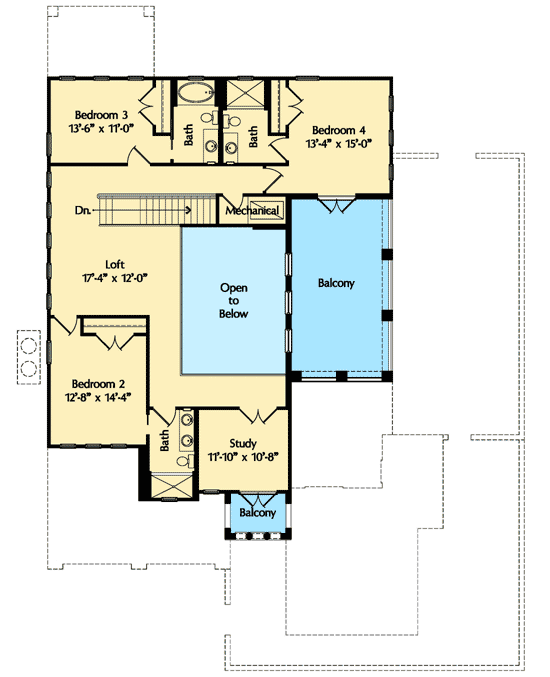 Plan 42832MJ: Separate Guest Casita - Floor Plan - 2nd Floor - European, Florida-Style, Mediterranean