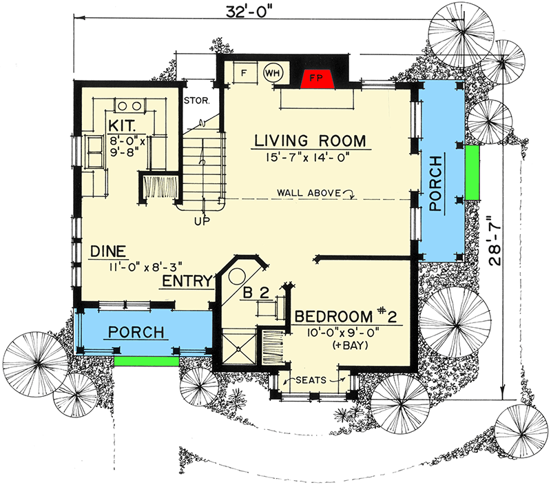 Plan 43000PF: Adorable Cottage House Plan - 1183 Sq Ft - Architectural Designs - Floor Plan - Main Level - Cottage, European, Tudor, Victorian