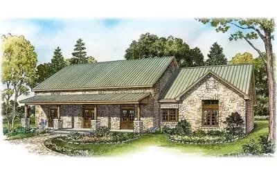 Hill Country Home Plan with Front and Rear Porches