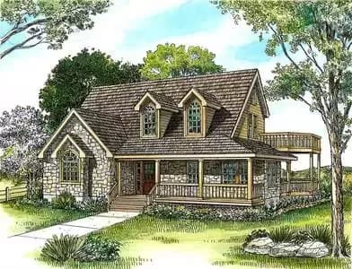 Country Stone Cottage Home Plan
