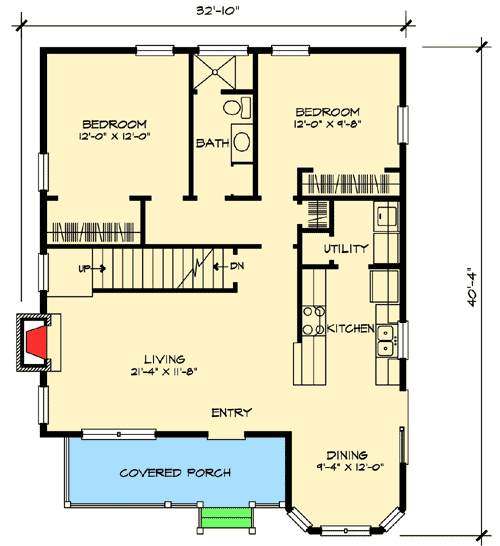 Plan 46044HC: Compact Country Home Plan - Floor Plan - Main Level - Country