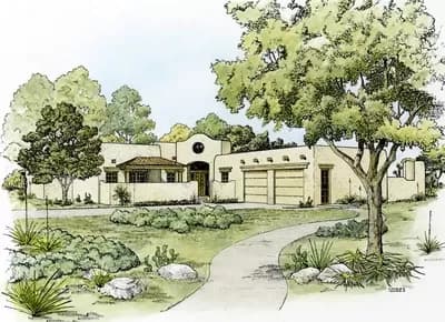 Southwestern Home Plan with Unusual Shape