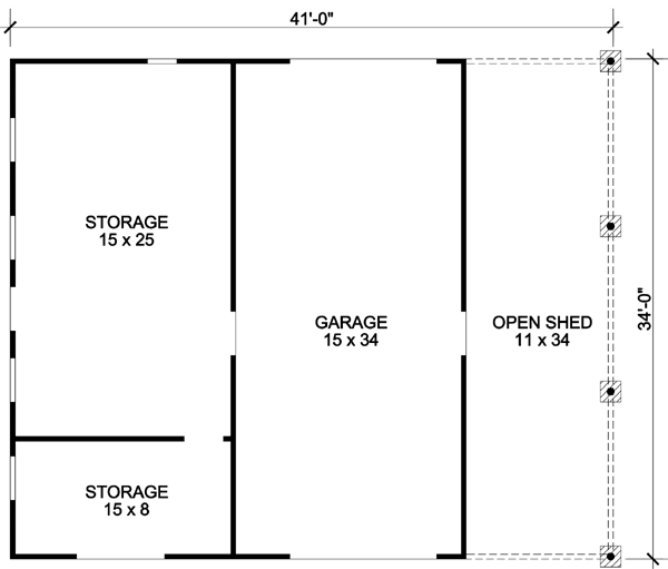 Plan 46060HC: Rustic Drive-Through Garage - 510 Square Feet - Floor Plan - Main Level - Barndominium