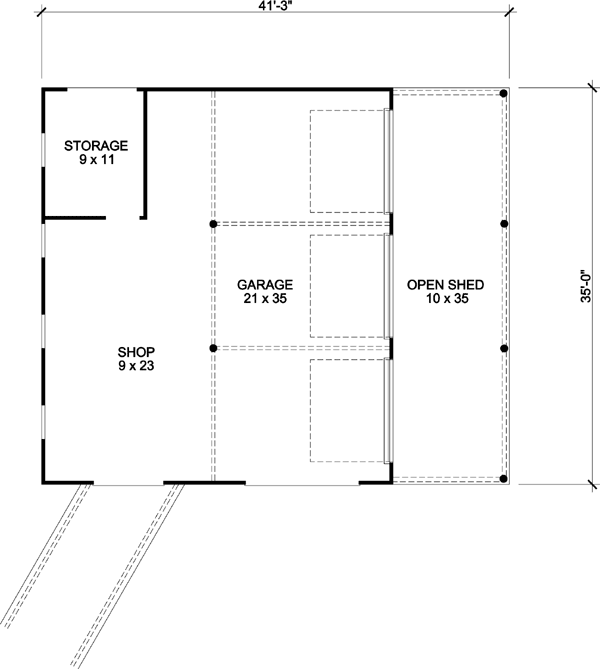 Plan 46061HC: Rustic 3-Car Garage Plan With Shop - Floor Plan - Main Level - Barndominium, Country, Rustic