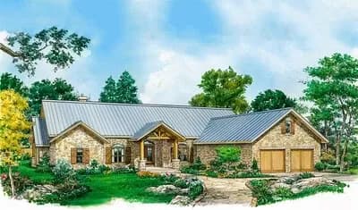 Hill Country House Plan with Huge Porch