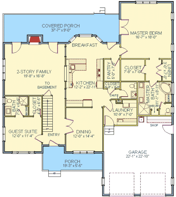 Plan 46222LA: Main Floor Master Suite - Floor Plan - Main Level - Traditional
