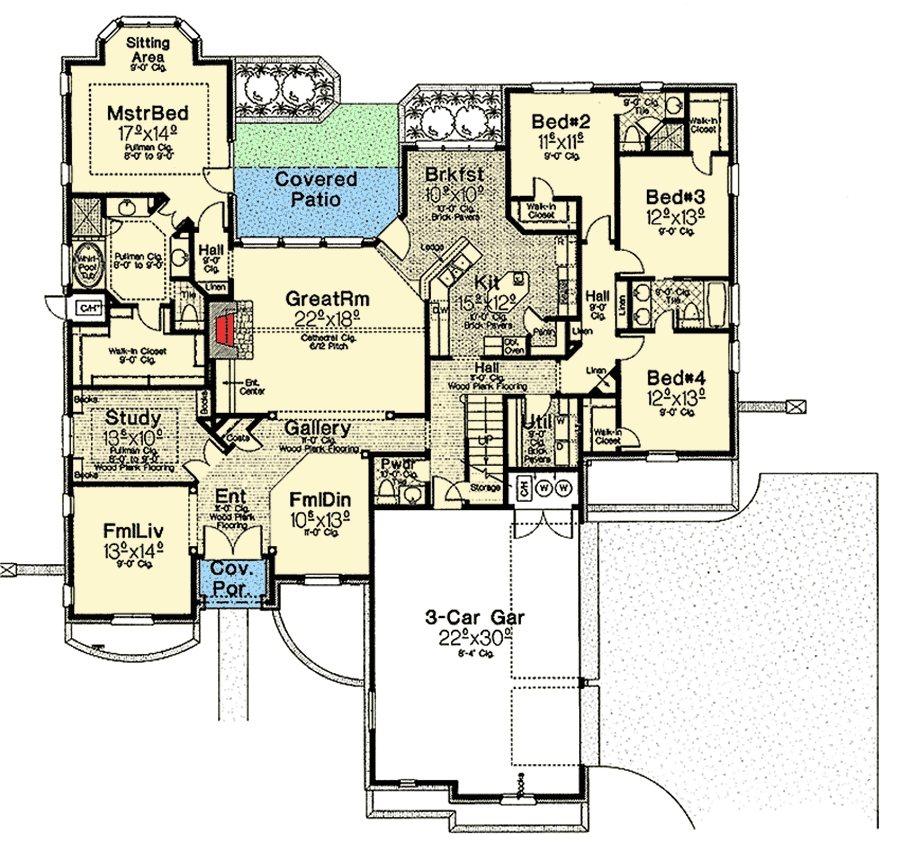 Plan 48005FM: One Story House Plan with an Attractive French Country Exterior and Bonus Expansion - 2998 Sq Ft - Floor Plan - Main Level - European, French Country