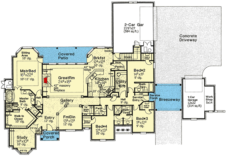 Plan 48006FM: European Masterpiece with Optional Version - Floor Plan - Main Level - European