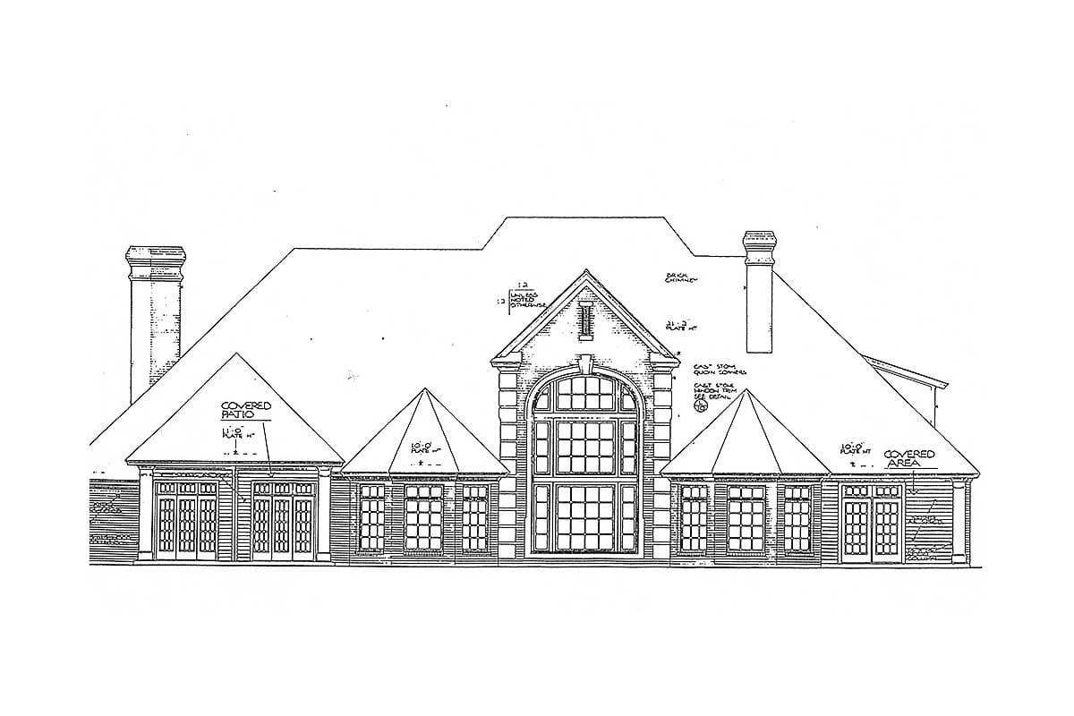 Plan 48010FM: 4-Bedroom House Plan with 2-Story Living Room - 4166 Sq Ft - Image #4 - European, Traditional