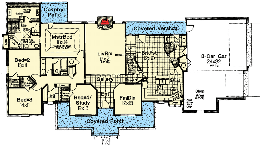 Plan 48027FM: Popular Classic Country Farmhouse - Floor Plan - Main Level - Country, Farmhouse