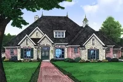 Charming French Country Home Plan - 2298 Sq Ft