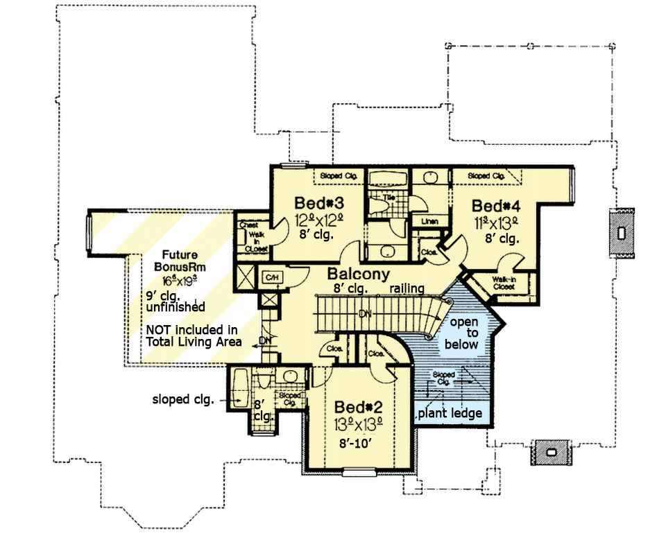 Plan 48088FM: Classically French Country Style House Plan with Garage and Layout Options - Floor Plan - 2nd Floor - European, French Country, Southern, Transitional
