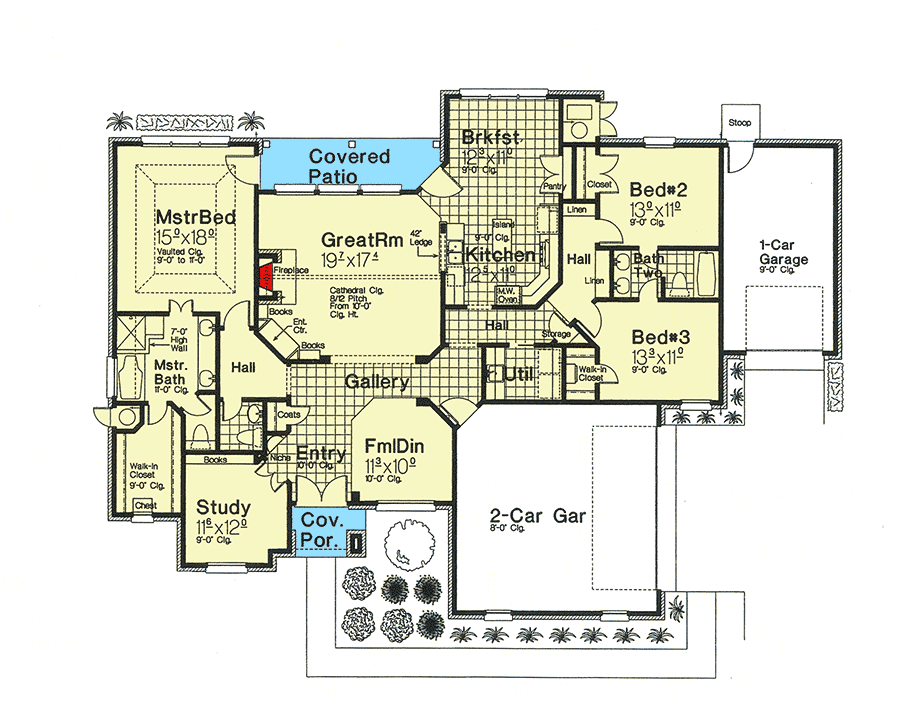Plan 48099FM: Elegant European Home Plan - 2260 Sq Ft - Floor Plan - Main Level - European, French Country