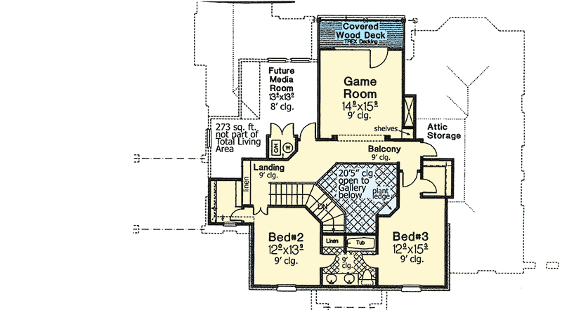 Plan 48128FM: Home Plan with Private Parking Courtyard - Floor Plan - 2nd Floor - European, French Country