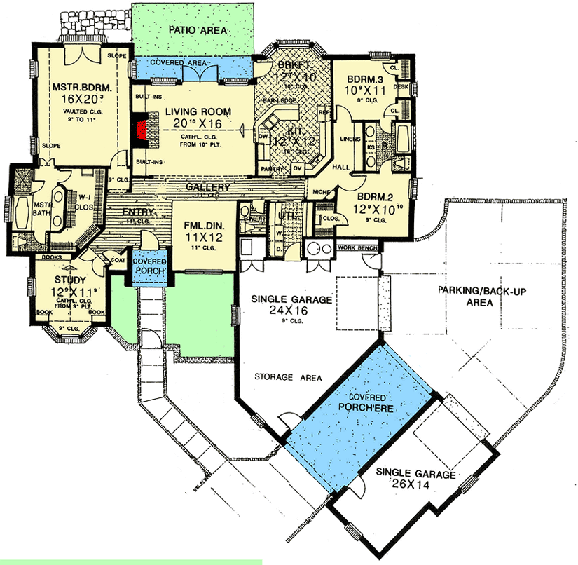 Plan 48137FM: Old World French Country House Plan - Floor Plan - Main Level - European, French Country
