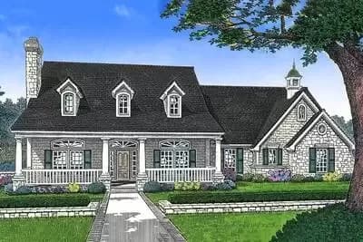 Three Bedroom Country Style House Plan - 2102 Sq Ft