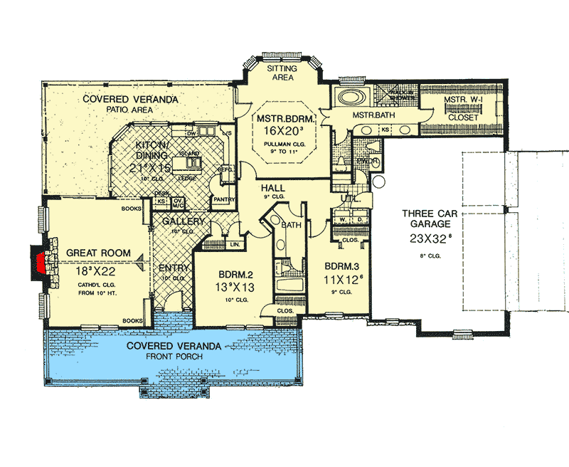 Plan 48156FM: Elegant Country Home Plan with Options - Floor Plan - Main Level - Country