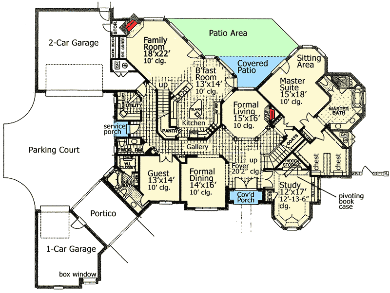 Plan 48236FM: Stunning French Country Home - Floor Plan - Main Level - European, French Country, Tudor