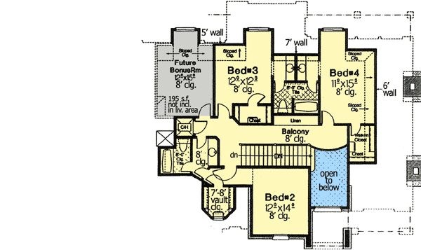 Plan 48243FM: Classic Lines and Twin Fireplaces - Floor Plan - 2nd Floor - European, French Country