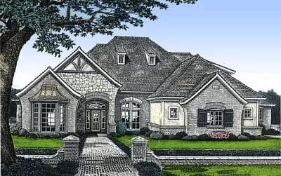 European House Plan with Vaulted Great Room