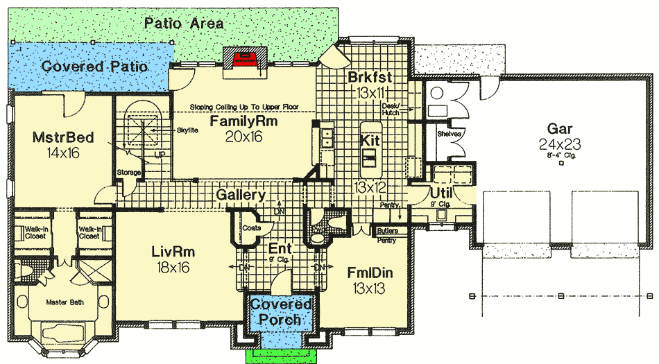 Plan 48263FM: 4-Bed House Plan with 2-Story Family Room and Bonus Over Garage - Floor Plan - Main Level - European, Tudor