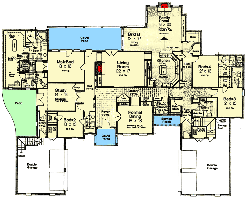 Plan 48264FM: 4 Bedrooms with Expansion Possibilities - Floor Plan - Main Level - European, French Country