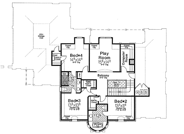 Plan 48279FM: Grand Entry Turret - Floor Plan - 2nd Floor - European, French Country