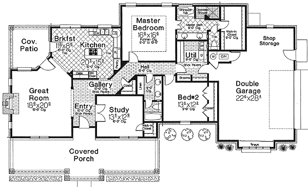 Plan 48280FM: Elegant Southern Design Loaded with Options - Floor Plan - Main Level - Southern, Traditional