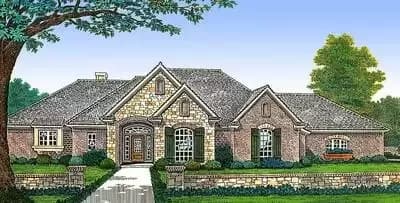 European House Plan with Split Bedrooms