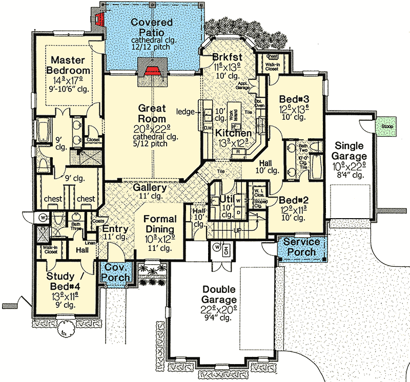 Plan 48294FM: Home Plan with Room to Grow - Floor Plan - Main Level - European, French Country