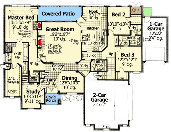 Plan 48308FM: Secret Room in the Study - Floor Plan - Main Level - European, French Country