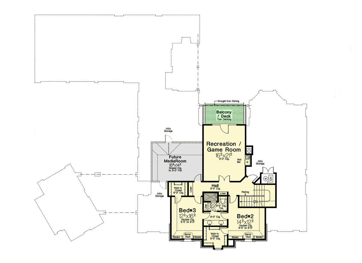 Plan 48311FM: Two Covered Patios and Parking Courtyard - Floor Plan - 2nd Floor - European, French Country