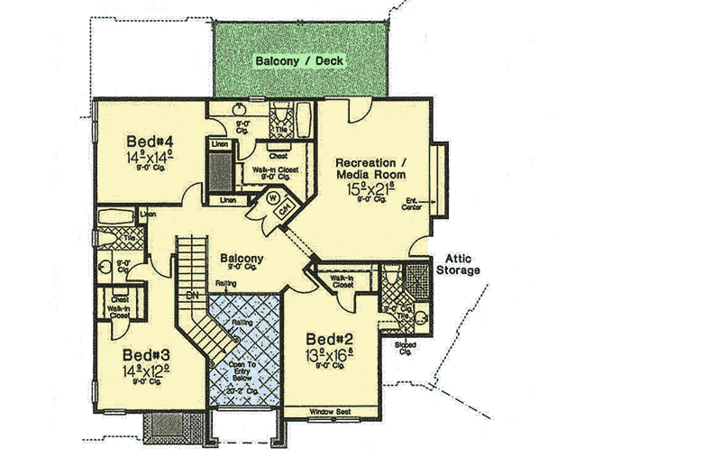 Plan 48320FM: Graceful Lines - Floor Plan - 2nd Floor - European, French Country