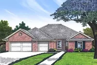 Compact 3-Bed House Plan with 3-Car Garage - 2098