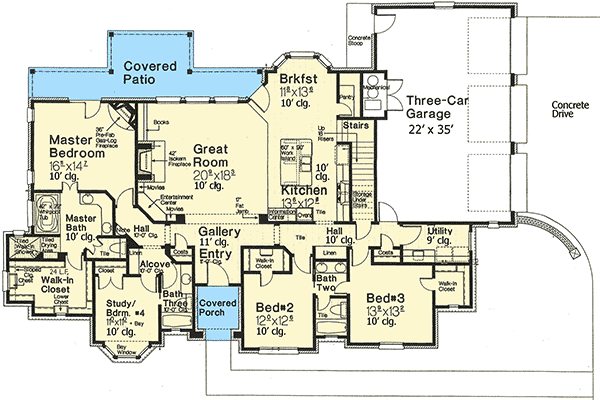Plan 48331FM: House Plan with Room to Grow - Floor Plan - Main Level - European, French Country