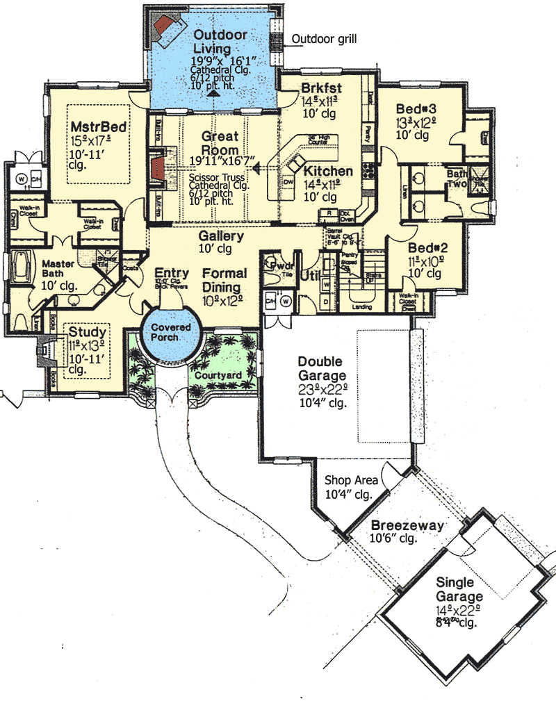Plan 48354FM: French Country Manor - Floor Plan - Main Level - European, French Country