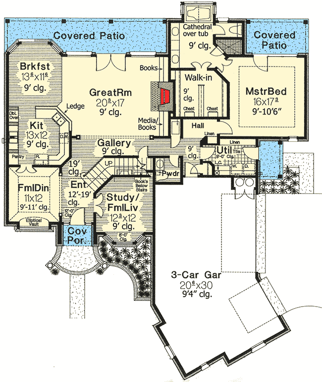 Plan 48364FM: French Country Elegance - Floor Plan - Main Level - European, French Country